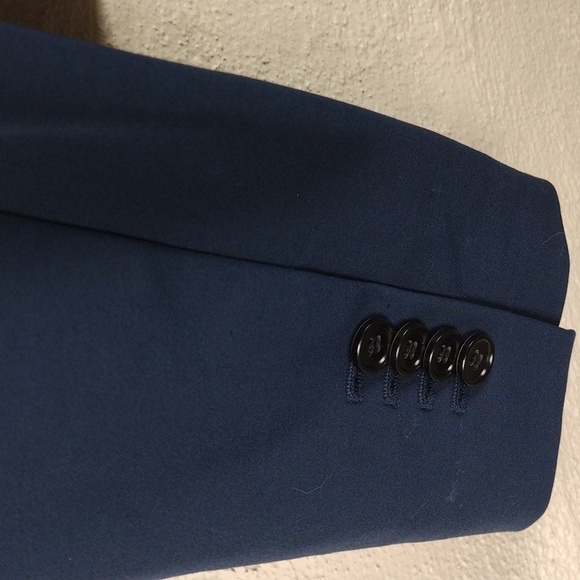 Ann Taylor Blue One Notched Collar Hook Front Long Sleeve Peplum Blazer Jacket - Picture 11 of 16